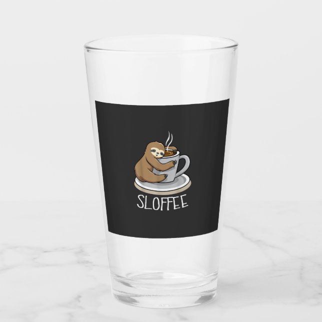 Verre Sloth Sleep at Cup of Coffee Funny Sloth Sloffee T (Devant)