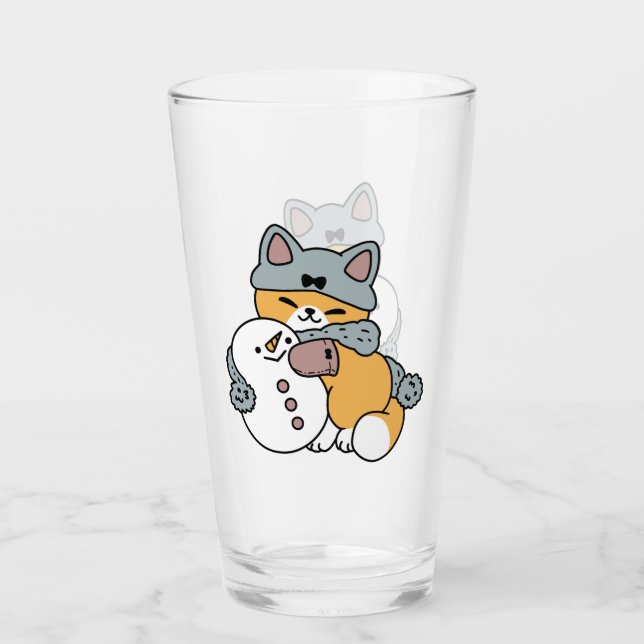 Verre Snow Much Fun Cat Winter Holiday Design (Devant)