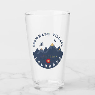 Verre Snowmass Colorado Drapeau Retro Sunset Ski Souveni