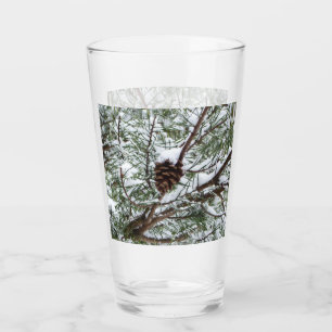 Verre Snowy Pine Cône II hiver Photographie de la nature