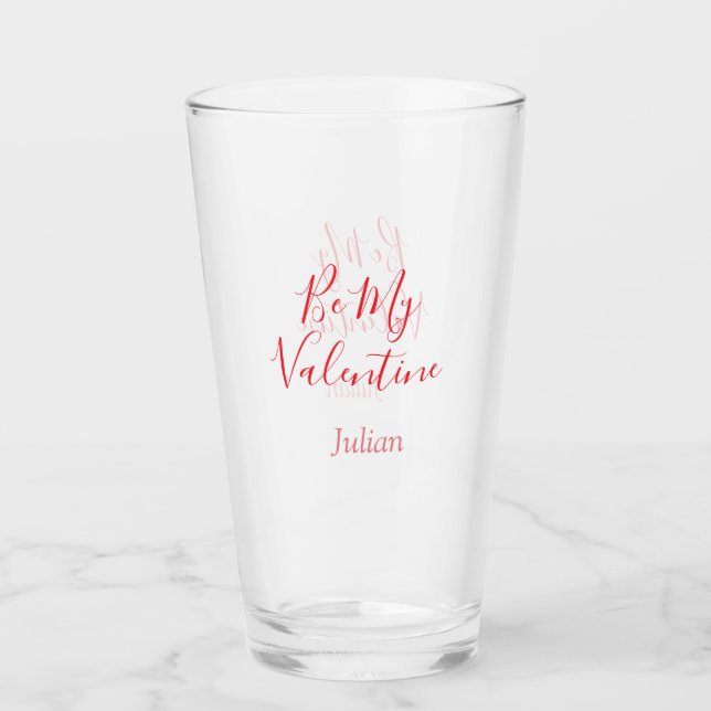 Verre Sois mon valentin nom rouge couple élégant d'amour (Devant)