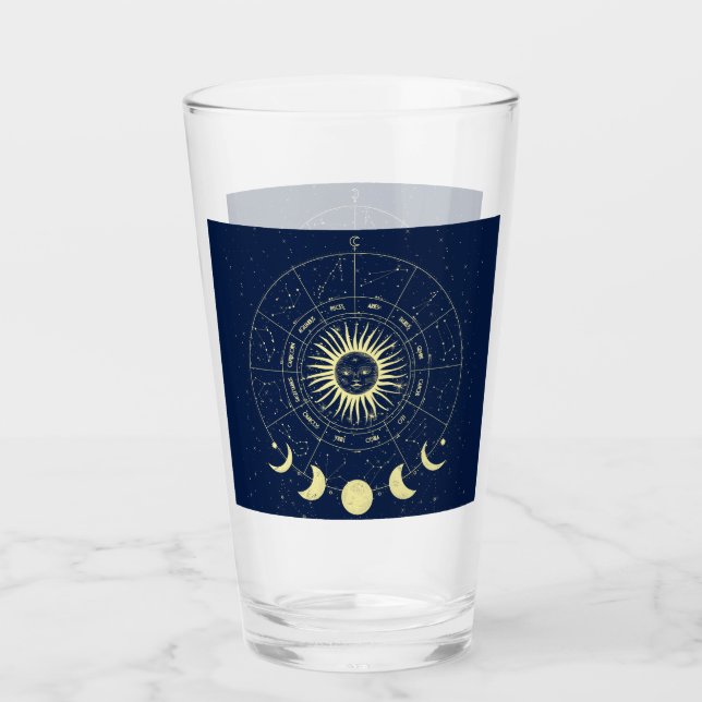 Verre Soleil Céleste Phases de Lune Zodiaque (Devant)