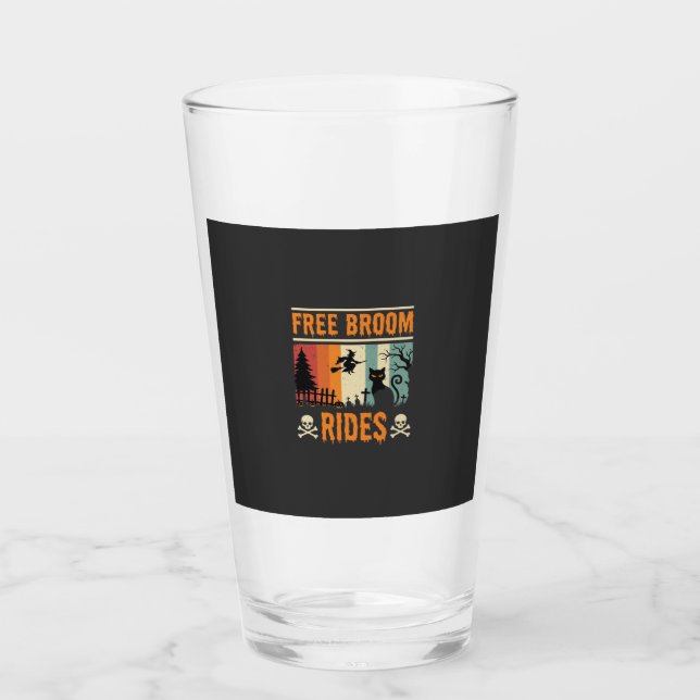 Verre Sorcière Chat de Halloween Balades de Balai Gratui (Devant)