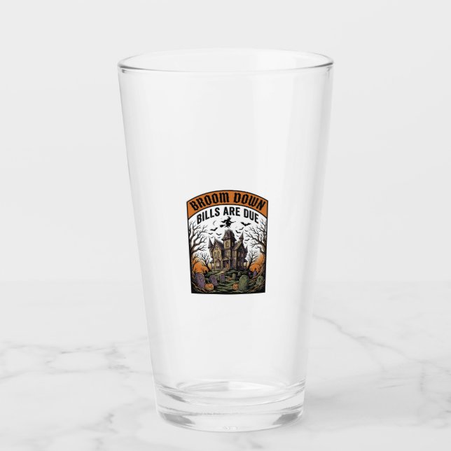 Verre sorcière de ramasseur de facture d'Halloween balai (Devant)