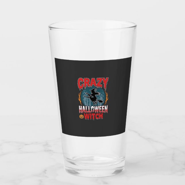 Verre Sorcière d'Halloween folle balai volant design d'h (Devant)