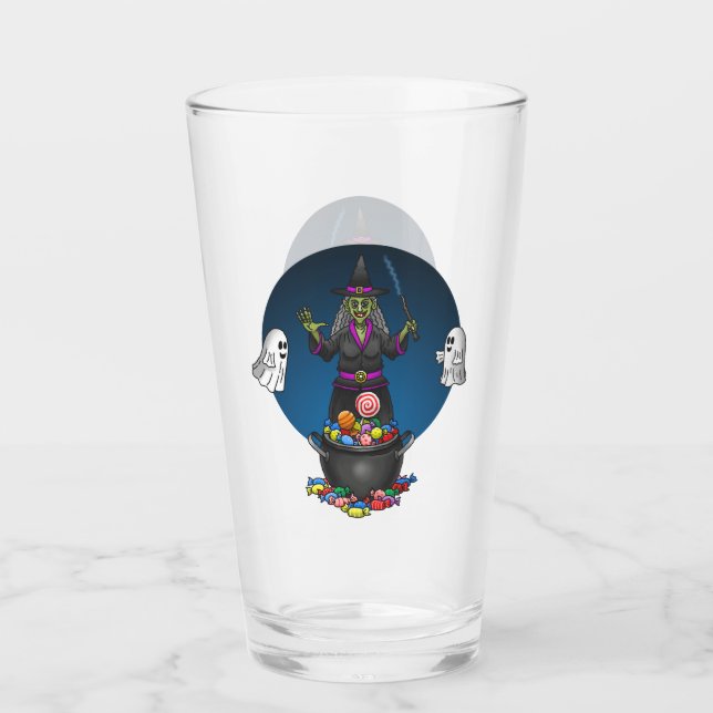 Verre Sorcière verte et fantômes Trick ou traiter Hallow (Devant)