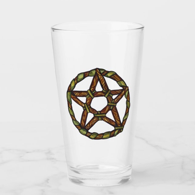 Verre Sorcière verte païenne pentacle nature Wicca       (Devant)