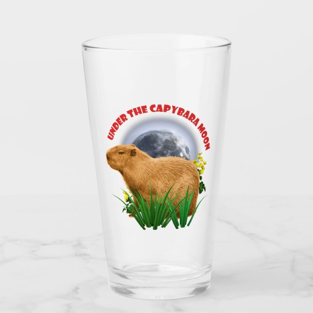 Verre Sous la Lune du Capybara Capybara Drôle  (Devant)