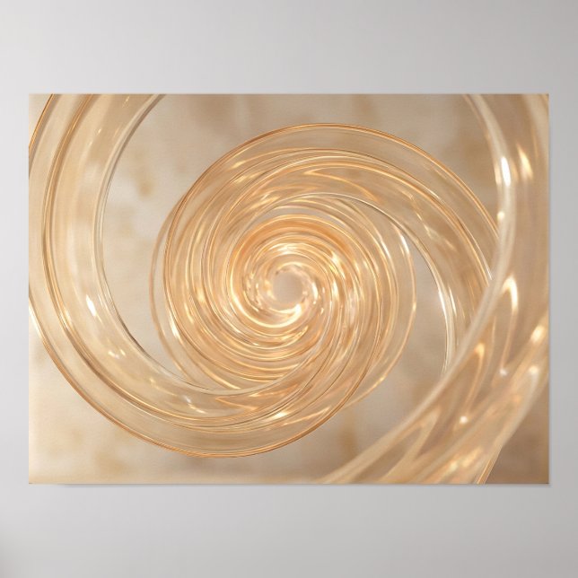 Verre Spirale Abstrait Doré Art Mural (Devant)