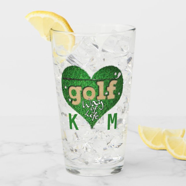 Verre Sports Golf Amateur DE VIE Citation Monogramme (Devant glace)