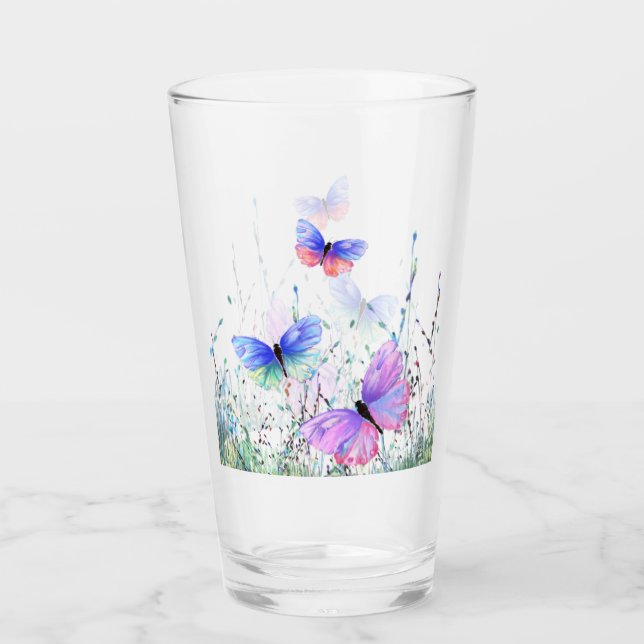 Verre Spring Glass Butterflies Flying in Nature (Devant)