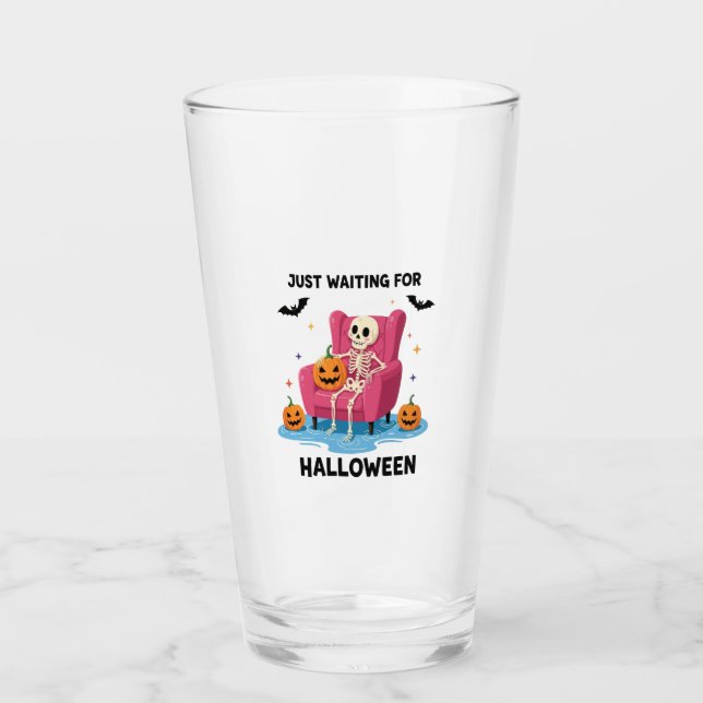 Verre Squelette attendant juste Halloween (Devant)