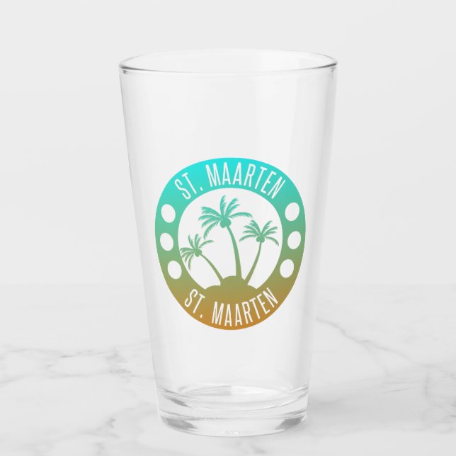 Verre St Maarten Ocean Aqua Blue Gradient Sint Martin (Devant)