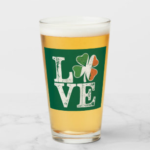 Verre St Patrick Love Chance Irlande Trèfle Vert