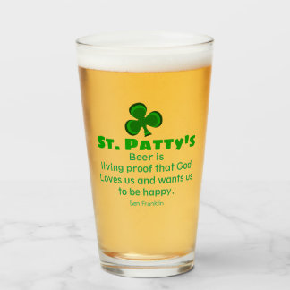 Verre St.Patrick's day drôle bière citation & Shamrock