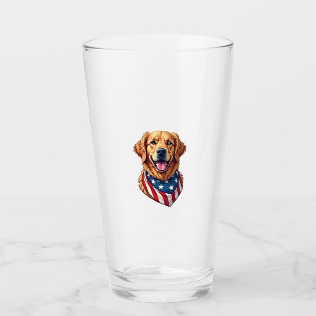 Verre Star Spangled Golden Retriever Vintage Tee 4 (Devant)