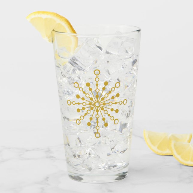 Verre Starburst rétro atomique mi-siècle Mood Rouge & Or (Devant glace)