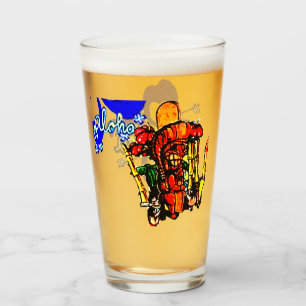 Verre Statue de Tiki avec Menehune et Hibiscus