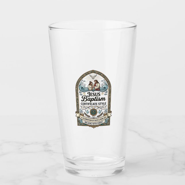Verre Style de certificat de baptême de Jésus Certificat (Devant)