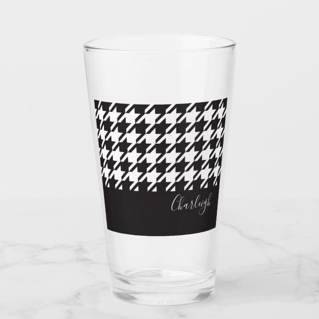 Verre Style moderne noir et blanc Houndstooth (Devant)