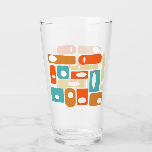 Verre Style turquoise orange géométrique milieu du siècl (Devant)