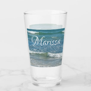 Verre Sudsy Blue Atlantic Ocean Shore Personnalisé Nom B