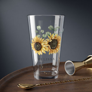 Verre Sunflower Eucalyptus Floral Mariage Bridesmaid