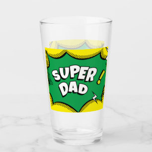 Verre "Super Papa" Bande dessinée colorée Pop Art