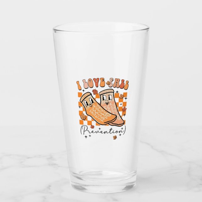 Verre Super Retro I Love Fall Prevention Drôle (Devant)