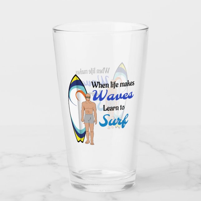 Verre Surboard Ocean Waves Blue Motivational Quote (Devant)