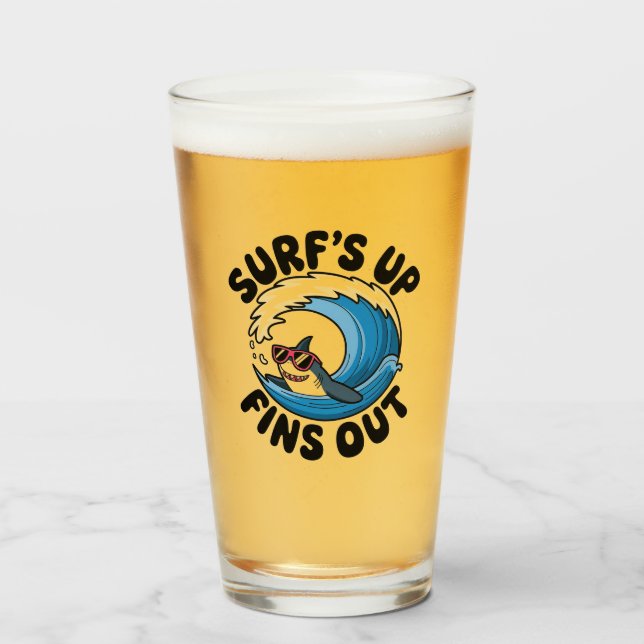 Verre Surf’s Up, Fins Out - Cool Surfing Design (Devant (rempli))