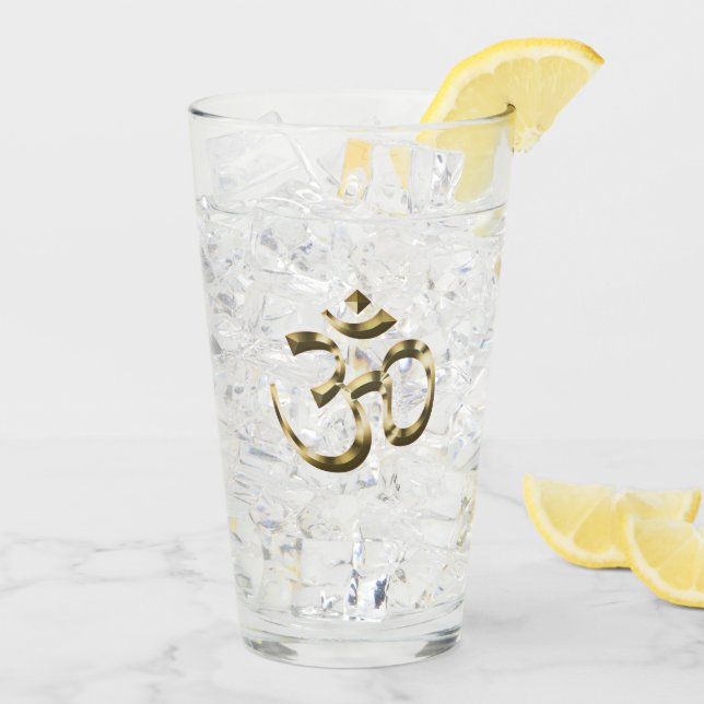 Verre Symbole bouddhiste hindou Yoga or métallique Om (Dos glace)