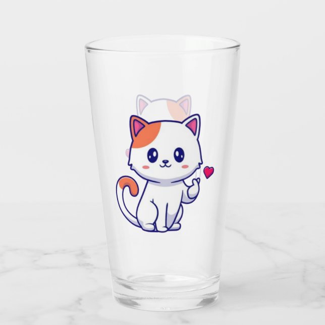 Verre Symbole de chat mignon en amour main-57577 (Dos)