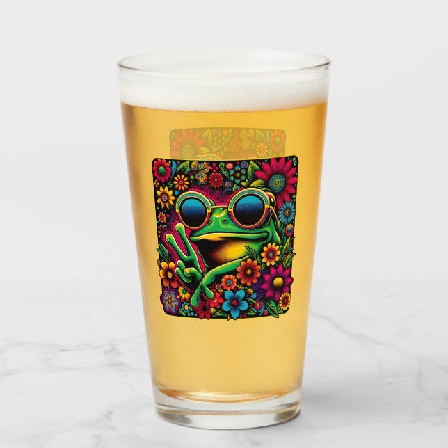 Verre Symbole de paix de la grenouille Cool funeste (Devant (rempli))