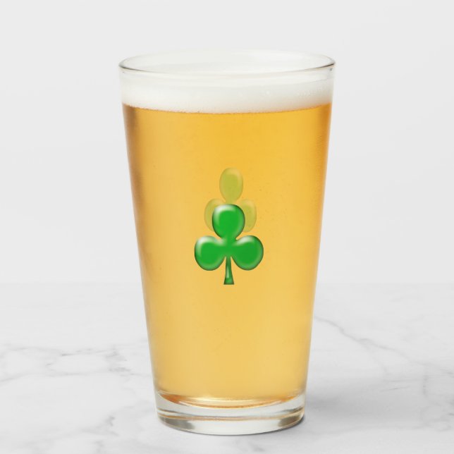 Verre Symbole de trèfle vert irlandais de la Saint Patri (Devant (rempli))