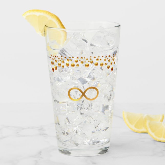 Verre Symbole d'infini doré & Confettis (Devant glace)
