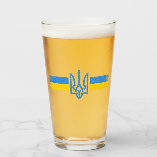 Verre SYMBOLE DU Drapeau Ukraine (Devant (rempli))