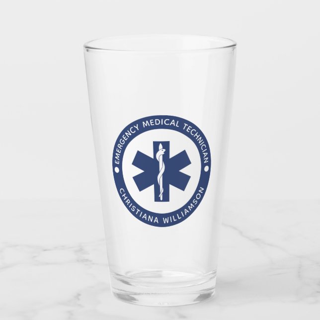 Verre Symbole EMT personnalisé Technicien Médicale d'urg (Devant)