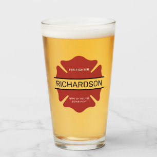 Verre Symbole logo rouge du pompier personnalisé