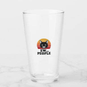 Verre T-shirt drôle de chat noir Ew personnes rétro couc