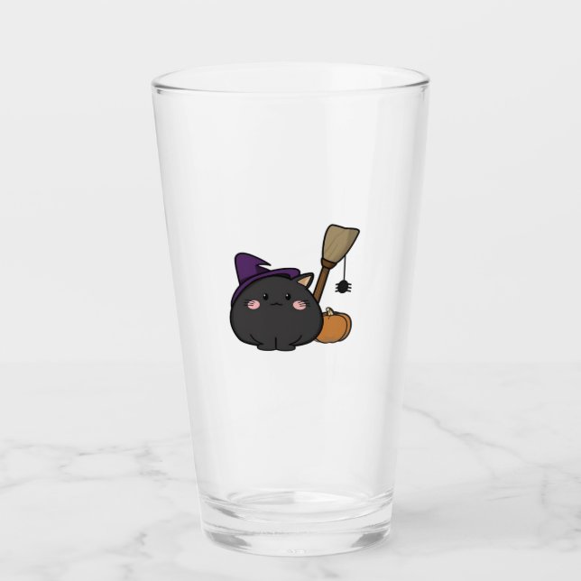 Verre T-Shirt Oversized Chat d'Halloween (Devant)
