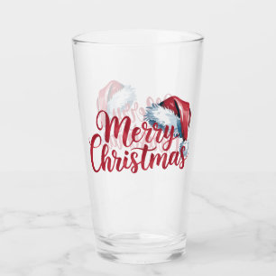 Verre T typographie de Joyeux Noël avec chapeau de Père