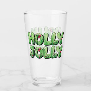Verre T typographie de Noël Holly Jolly