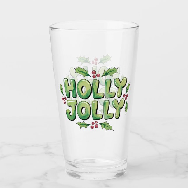 Verre T typographie de Noël Holly Jolly  (Devant)
