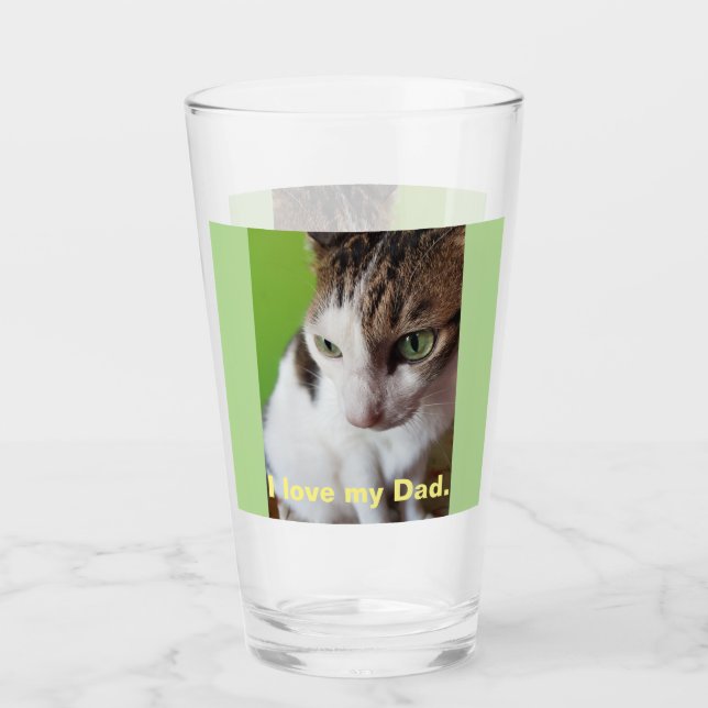 Verre Tabby Cat avec des yeux verts à couper le souffle (Devant)