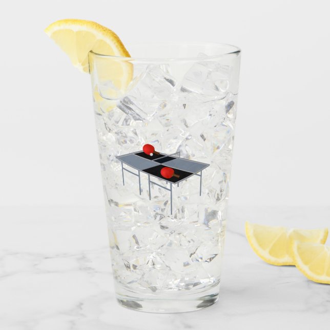 Verre Table De Ping Pong Avec Chauves-Bateaux Et Boule, (Devant glace)