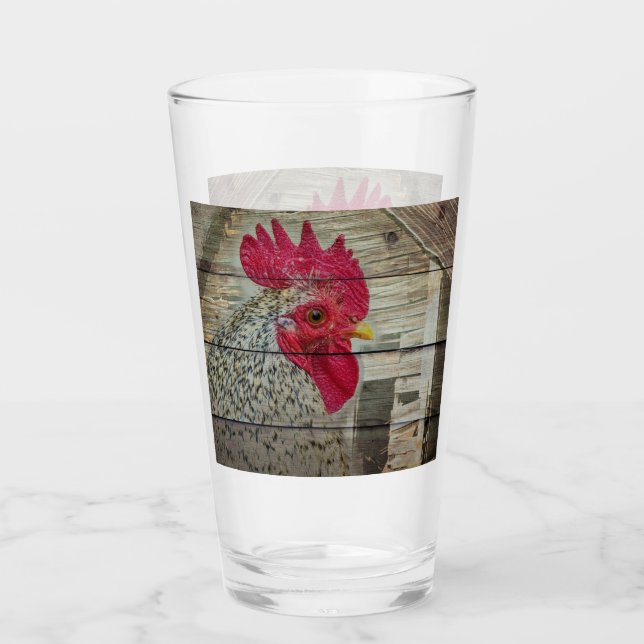 Verre Tableau de la grange de poulet rustique Rooster (Devant)