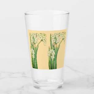 Verre Tasse de Latte Fleurs de Narcisse Art Nouveau