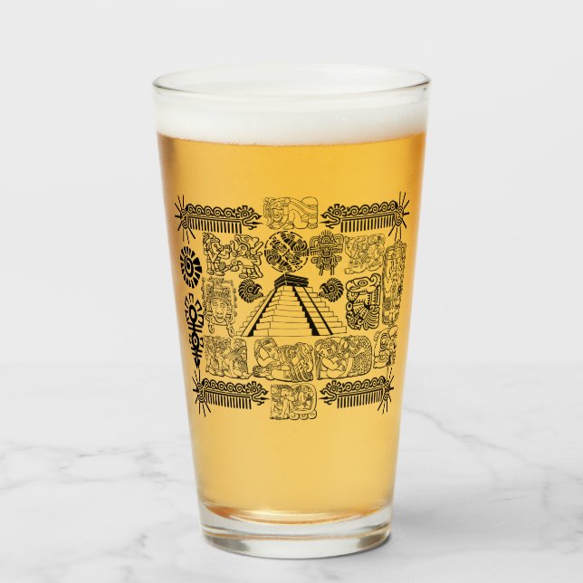 Verre Tasse Symboles Mayas (Devant (rempli))
