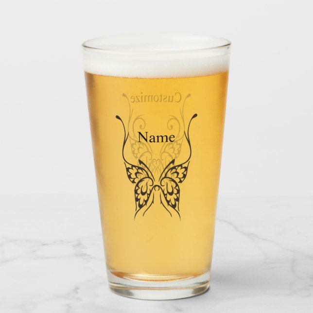 Verre Tatouage papillon stylisé Thunder_Cove (Devant (rempli))